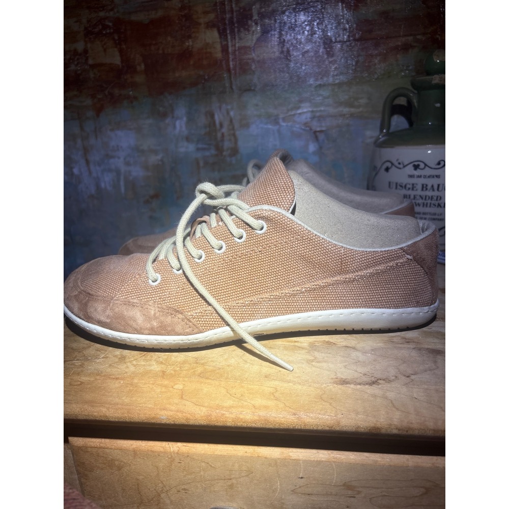 Groundies Urban Barefootwear Tan Canvas Suede Minimalist Sneakers Womens 10 EU41 - Picture 3 of 8